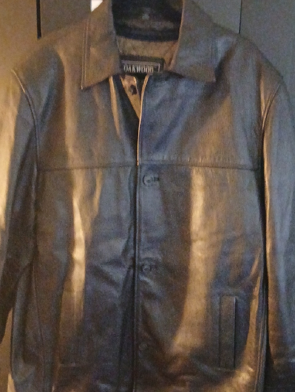 Classic Black Leather Button-Front Men's Jacket
